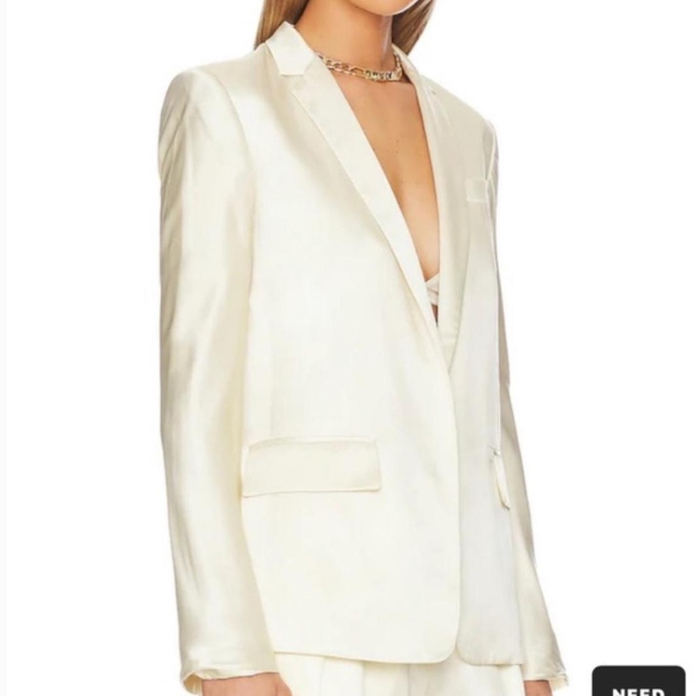 LoveShackFancy Silk Cream Blazer